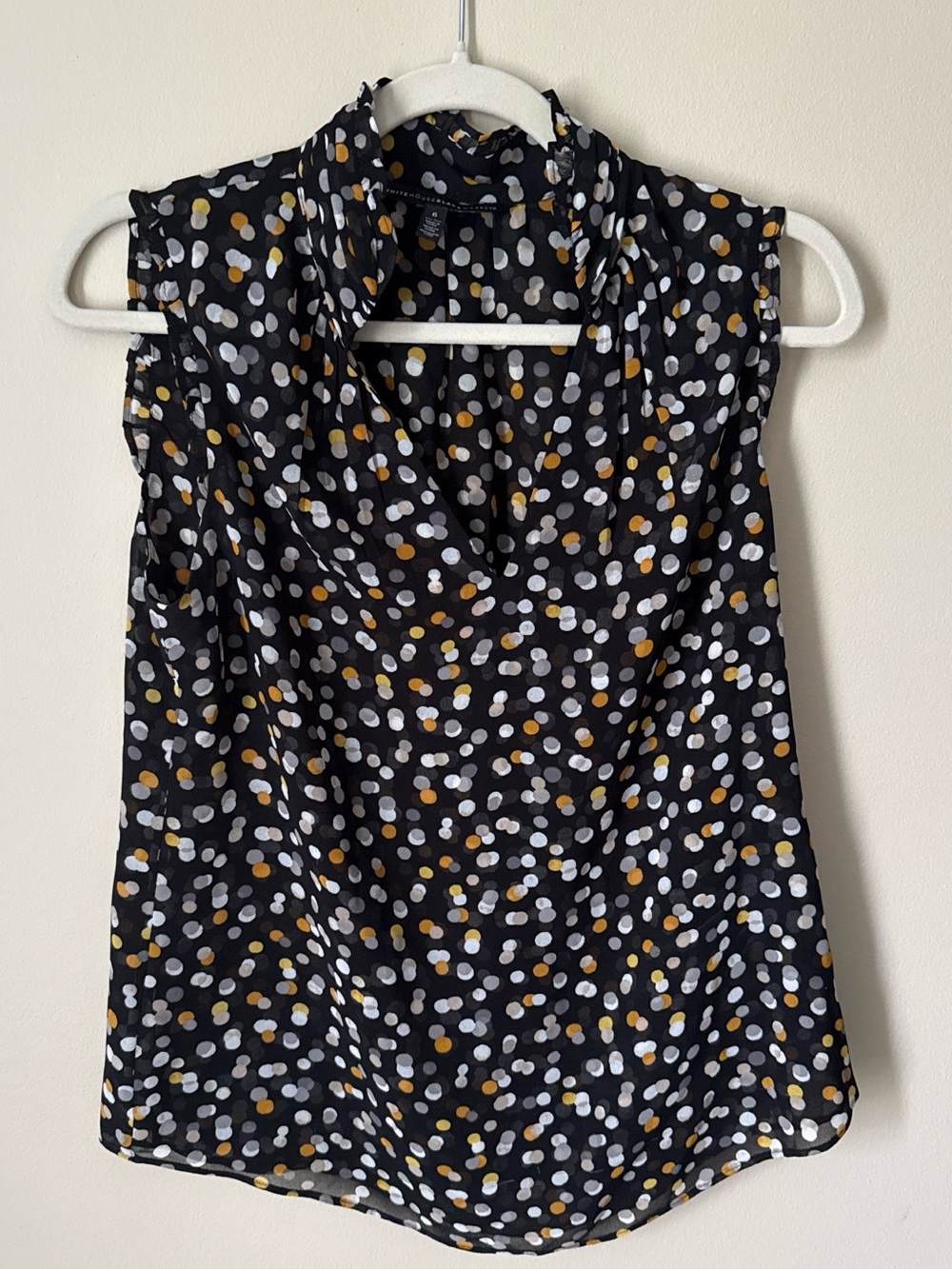 White House Black Market Black Polka Dot Cowl Neck Camisole